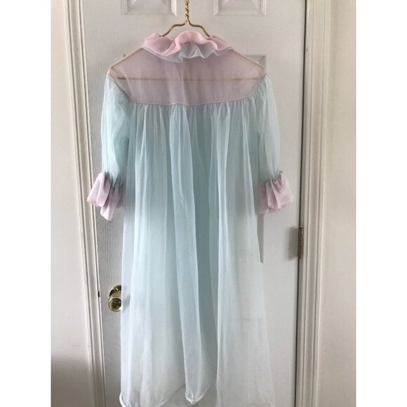1950's 3 Piece Ensemble Negligees Lingerie Pink & Blue Gown Bed Jacket & Jacket - Picture 10 of 10
